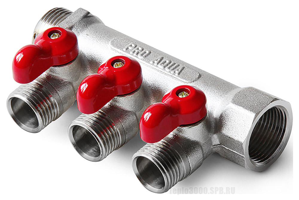 Коллекторы никелированные с шаровыми кранами